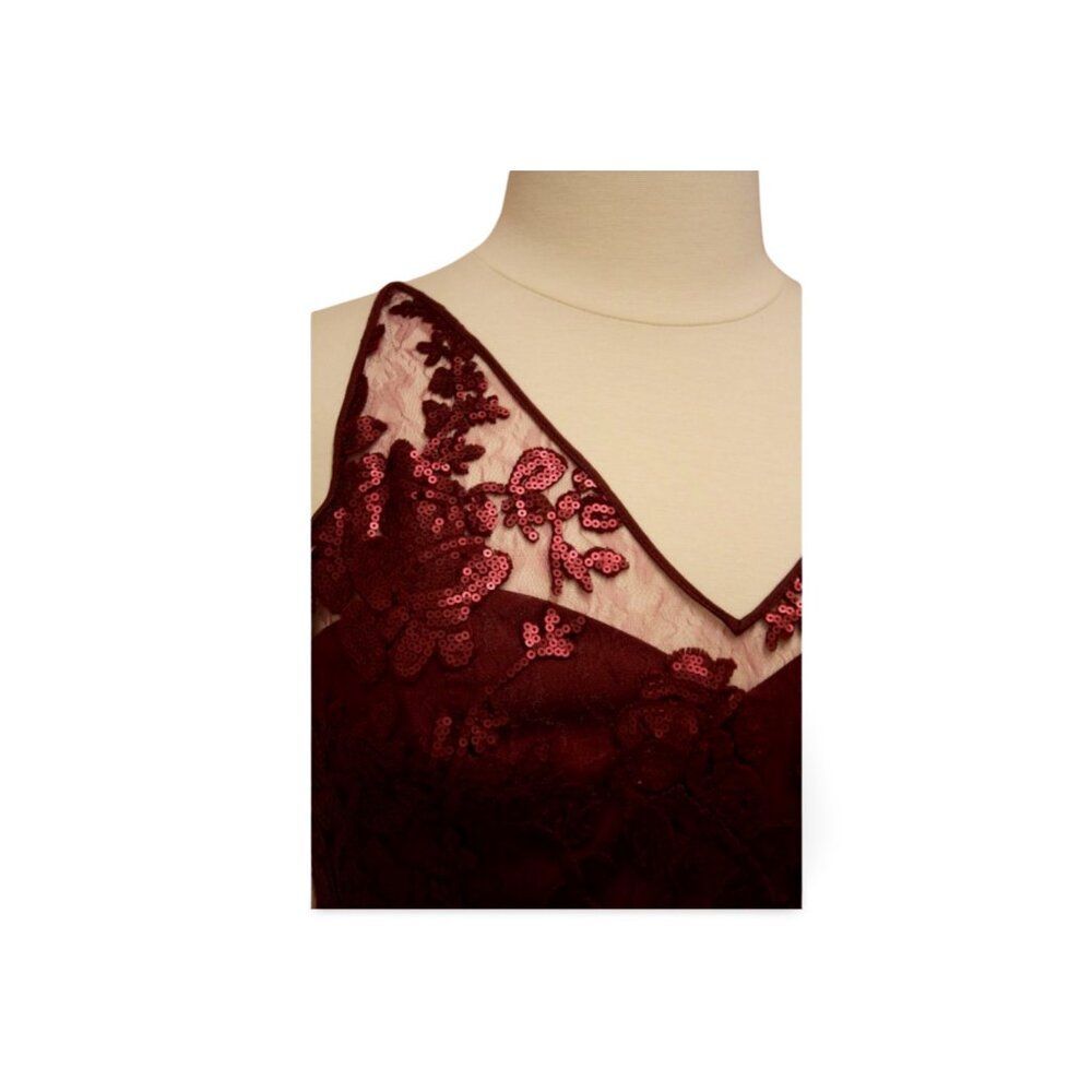 Romantic Sequined Lace Bodice & Tulle Evening Gown Vneck Full Skirt Amsale - Picture 4 of 5